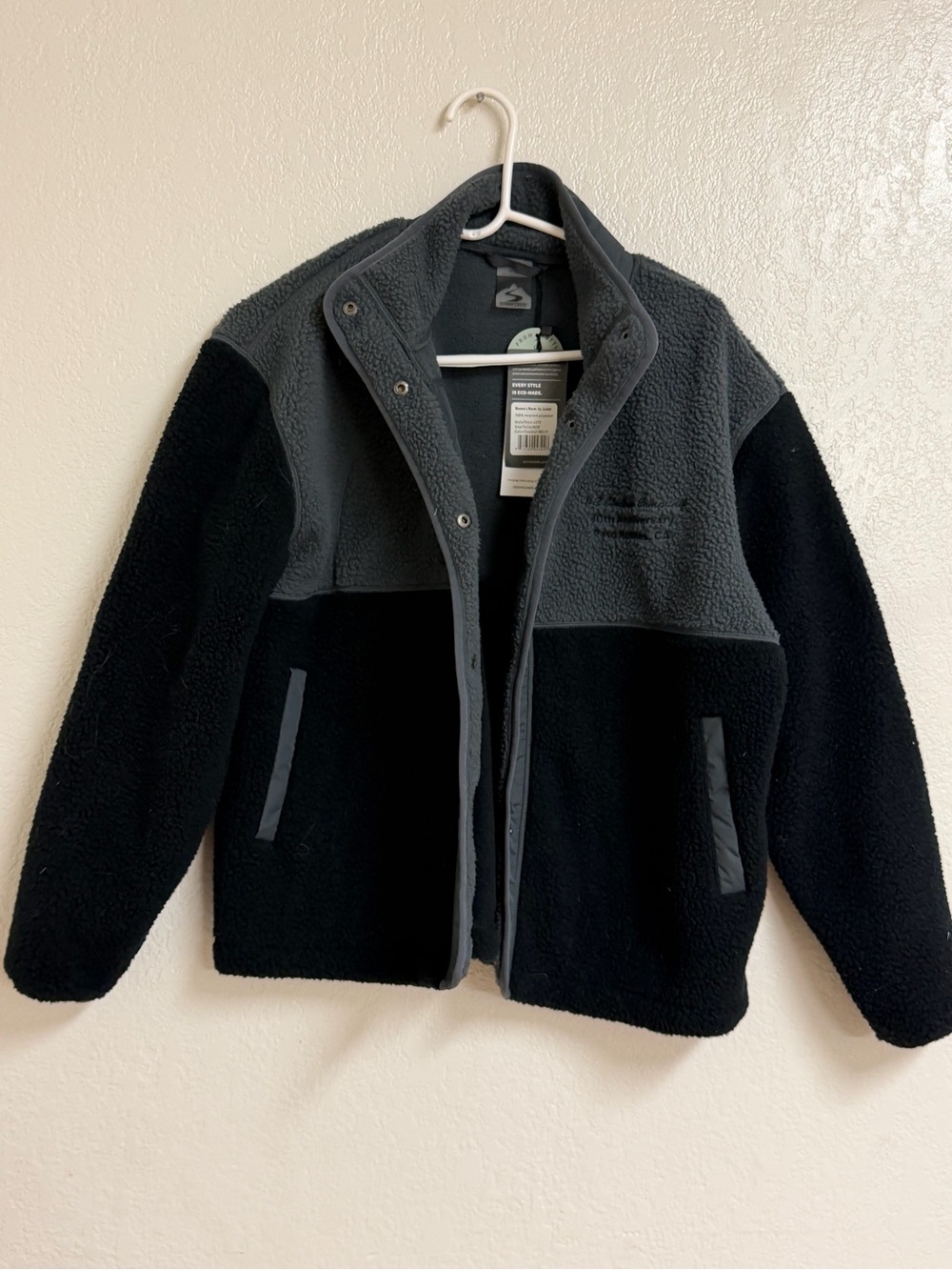 Lightweight Sherpa Snap-Front Jacket - Charcoal & Black
